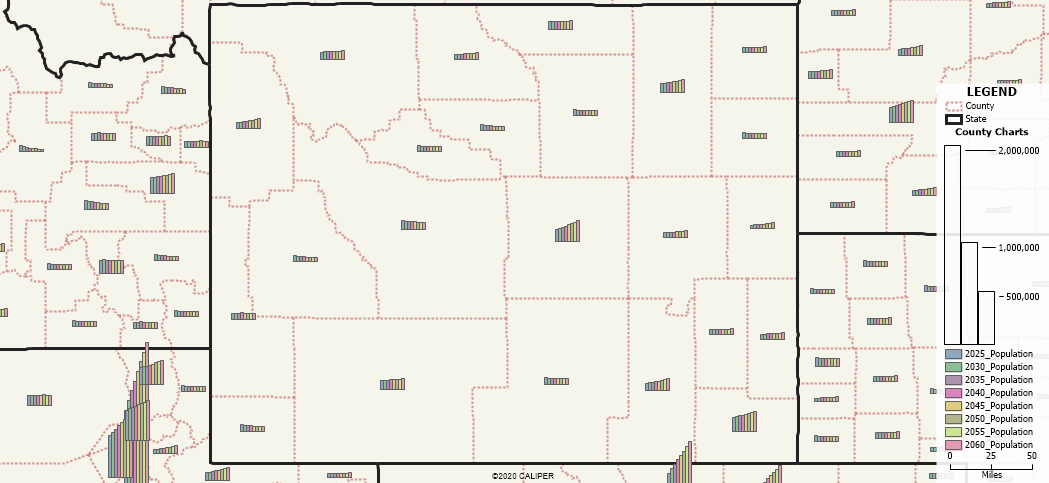 How Can I Visualize Time Series Data, Such as Population Projections? Map of Chart Theme.