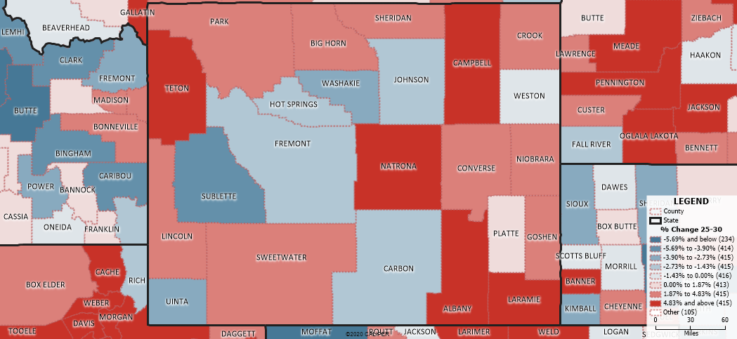 How Can I Visualize Time Series Data, Such as Population Projections? Map of Percent Change as a Color Theme.