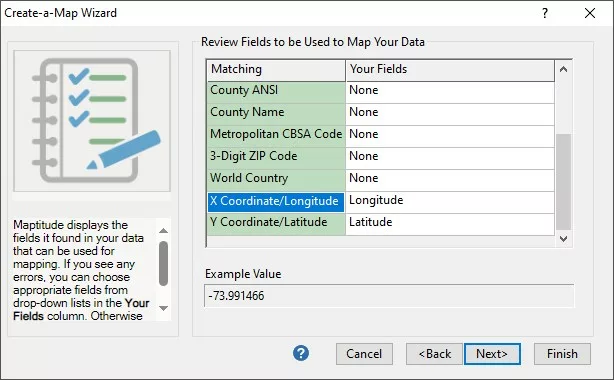 Why isn’t my data being recognized as Latitude/Longitude Coordinates? Review Fields Settings.