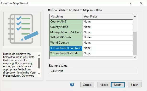 Why isn’t my data being recognized as Latitude/Longitude Coordinates? Empty Dropdown in the Review Settings Page.
