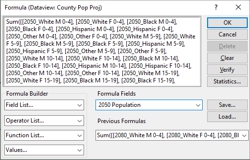 How do I create summary fields from the free USA Country demographic projections? Formula to summarize demographic projections.