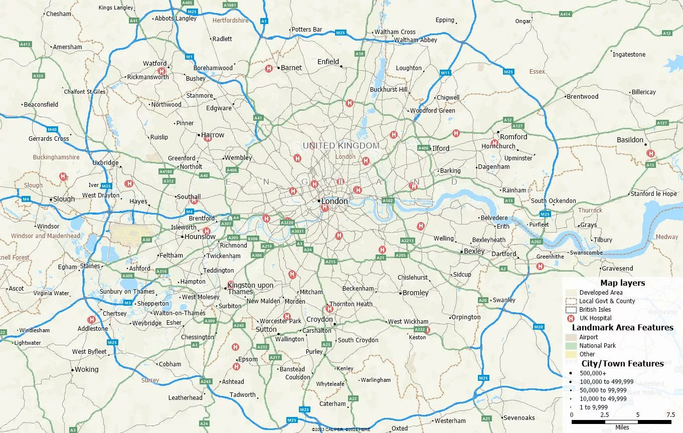What Healthcare Data is available outside the US? Map of London Hospitals.