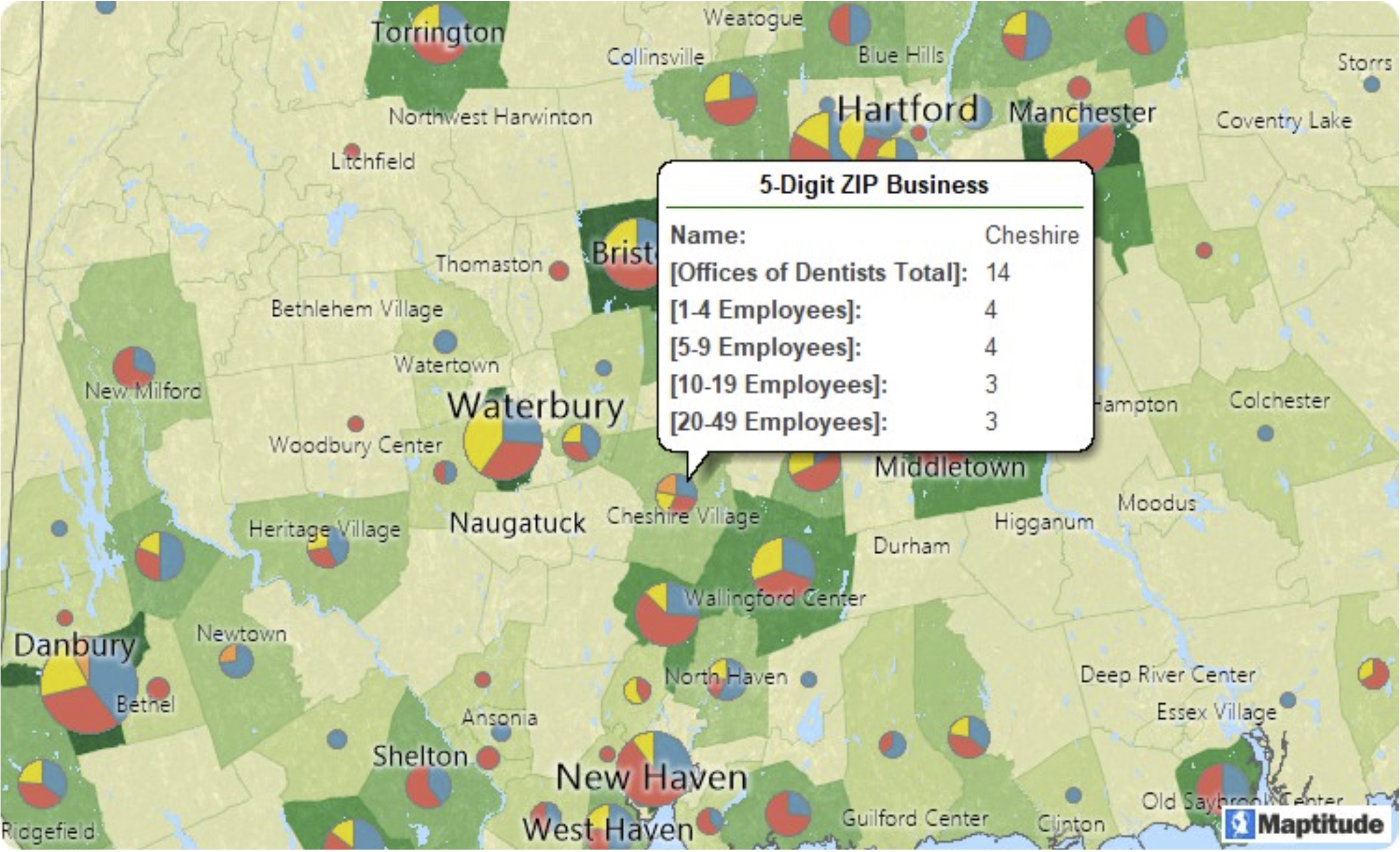 How Do I Map Business Counts or NAICS by ZIP Code? Map of Dentists by 5-Digit ZIP Code.