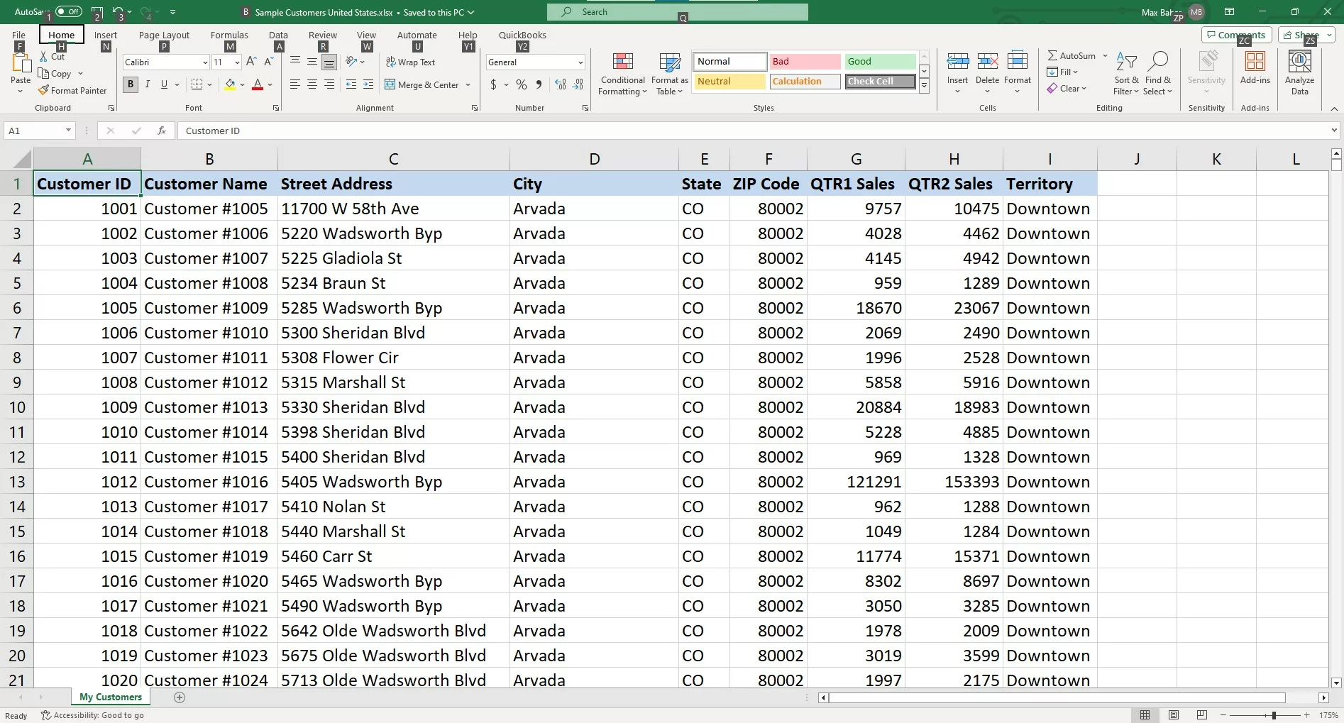 How Do I Create a Map From Excel Data. Table of Customers.