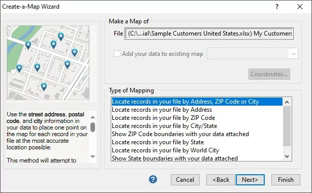 How Do I Create a Map From Excel Data. Type of Mapping Page.