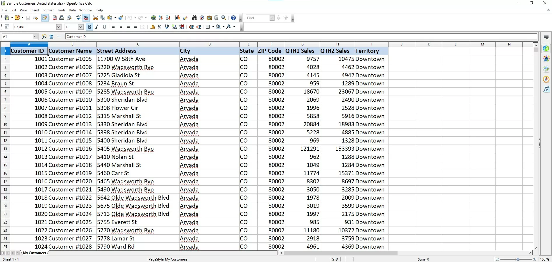 How Do I Create a Map From OpenOffice Calc Data. Table of Customers.