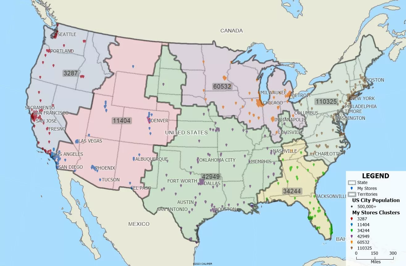 How Do I Create Balanced Territories for My Stores? Map of Store Territories.