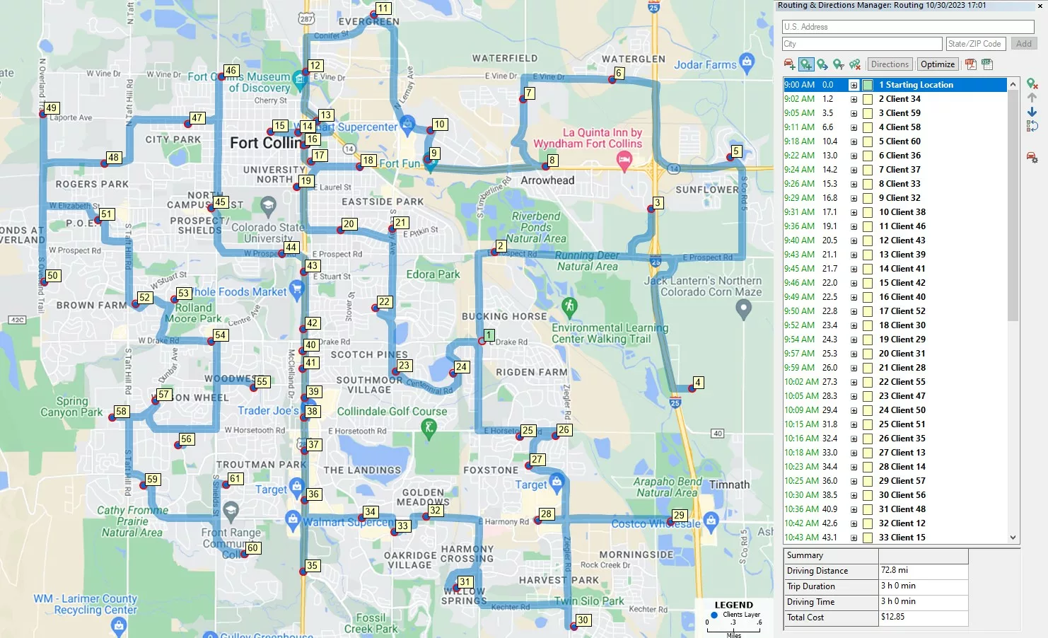 How Do I Plan Delivery Routes Using Google Maps? Map of Delivery Route with Google Maps Imagery.