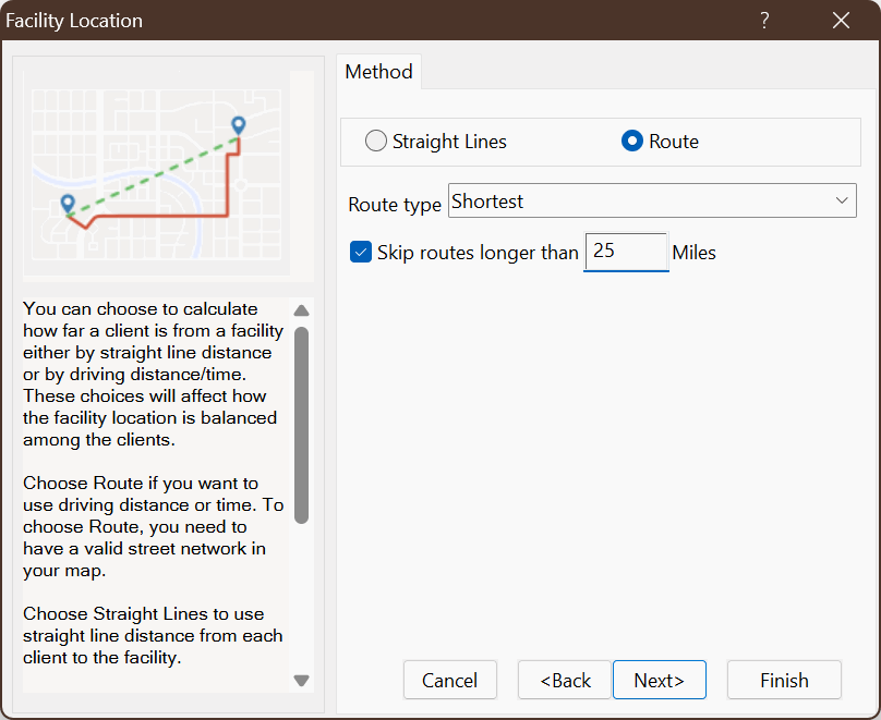 Choose the method and distance/time.