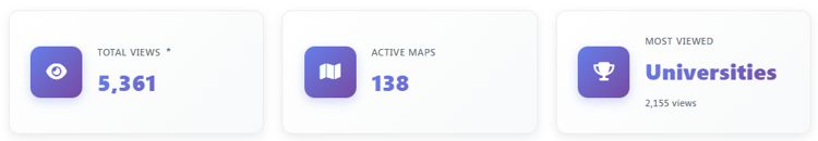 Analytics for views, active maps, and most viewed map