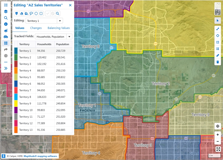 Maptitude Online territory map