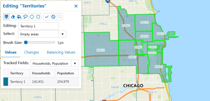 Editing a territory with Maptitude Online