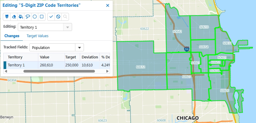 Editing a territory with Maptitude Online