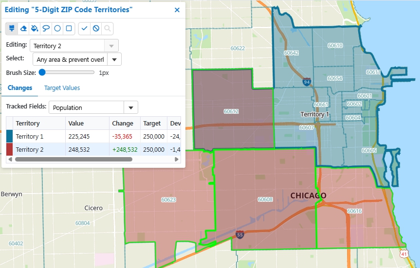 Territory Manager Changes Map