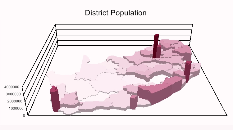 Maptitude South Africa 3D Prism Map of income