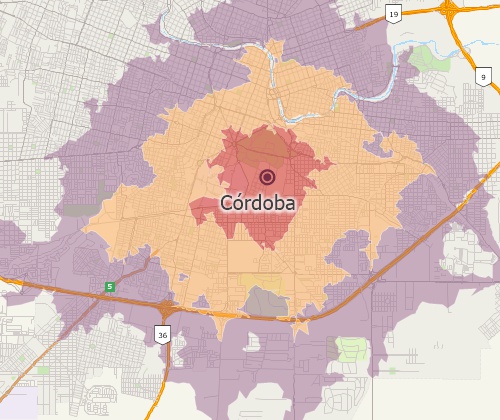 Drive-time analysis with Maptitude Argentina mapping software