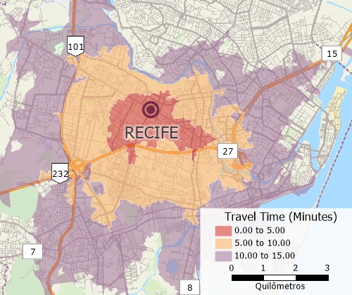 Drive-time analysis with Maptitude Brazil mapping software