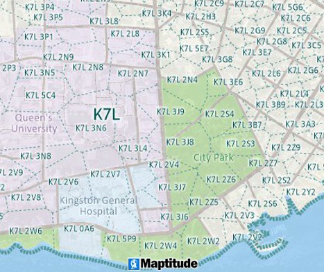 Map by area using 6-digit Canadian postcodes