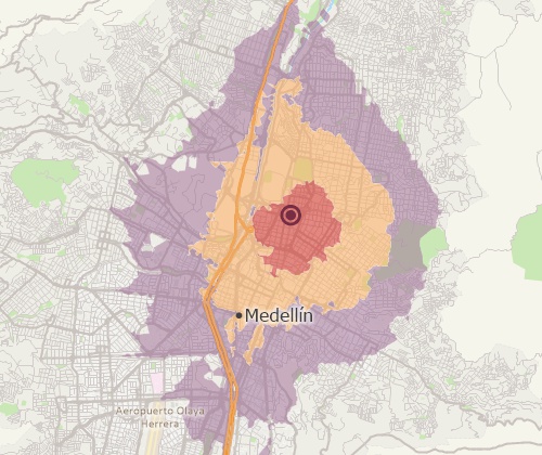 Drive-time analysis with Maptitude Colombia mapping software