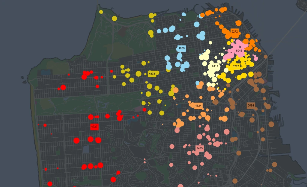 Unlocking the Power of Clustering - Map of clustered points in a city