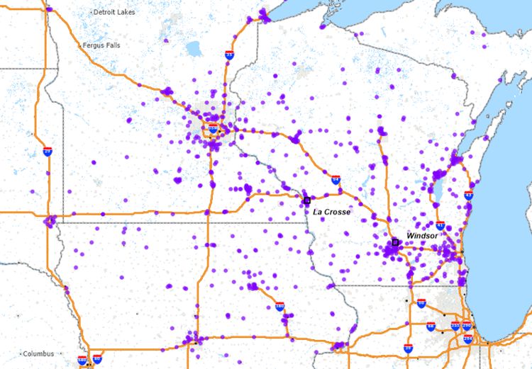 Map of Kwik Trip locations and distribution centers