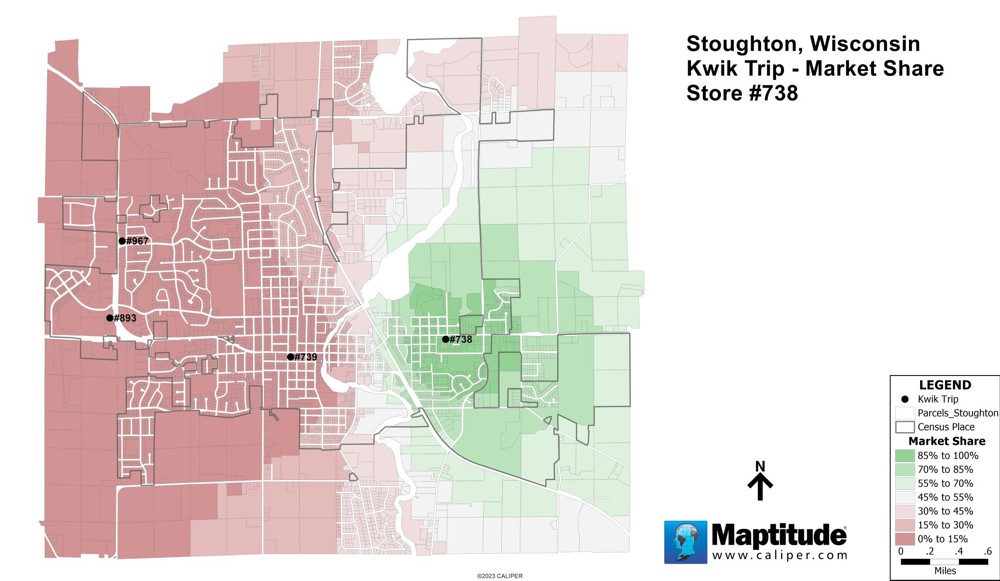 Huff model market analysis of Kwik Trip stores