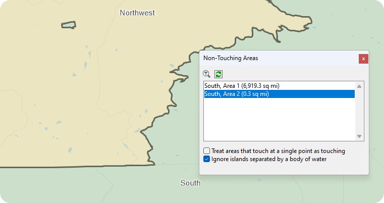 Find discontiguous territories