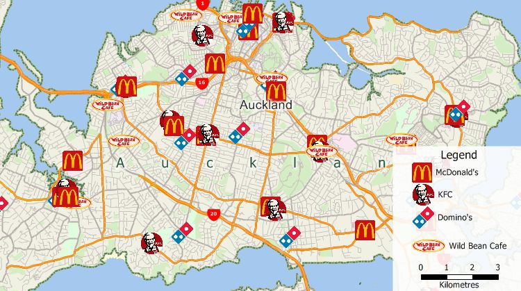 Maptitude New Zealand franchise location mapping software