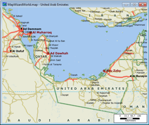 UAE and Qatar map