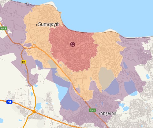 Drive-time analysis with Maptitude Azerbaijan mapping software
