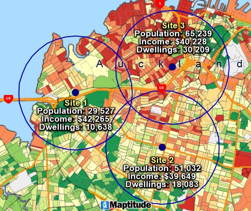 Estimate populations around locations on a map