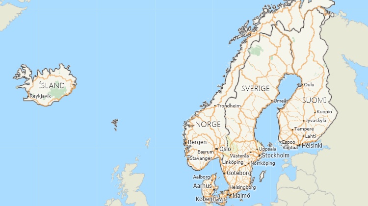 Mapping software for Scandinavia
