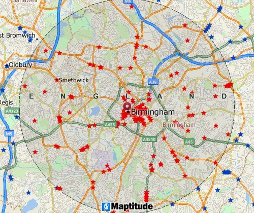 Map customers with Maptitude United Kingdom mapping software