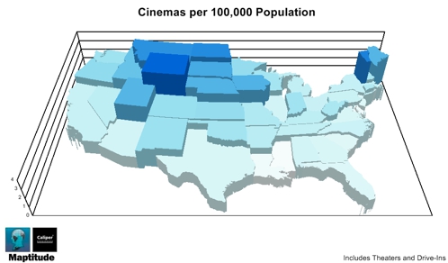 States with most cinemas per capita
