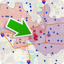Finding locations in an overlap area