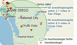 Rings encompassing 50 anesthesiologists in San Diego and Chula Vista