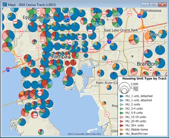 Maptitude map of housing type by Census tract using FFIEC demographic data Maptitude map of census tracts with housing type