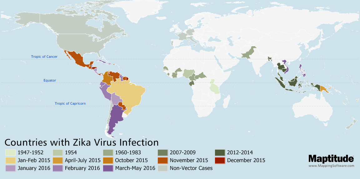 Map of Zika Virus Spread