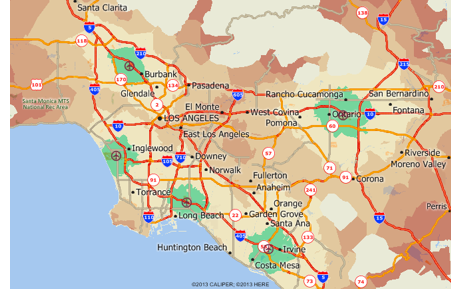 10-minute drive-time rings around L.A. area airports