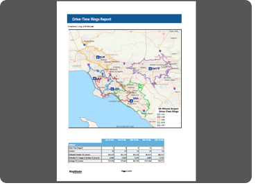 PDF Report of drive-time rings
