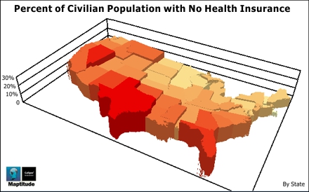 US State Uninsured Population Map