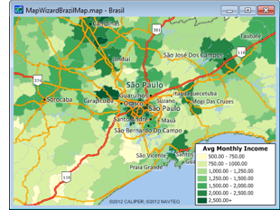 Sample Maptitude 2012 Brazil GIS SIG Map