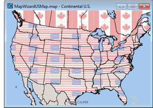 Maptitude map solid fills using Canada and USA flags