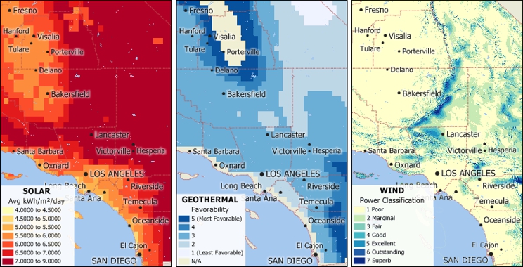 Solar, Geothermal, and Wind Energy Maps