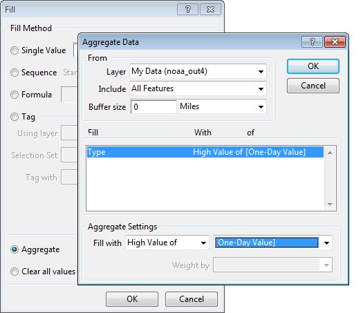Maptitude aggregate fill dialog box