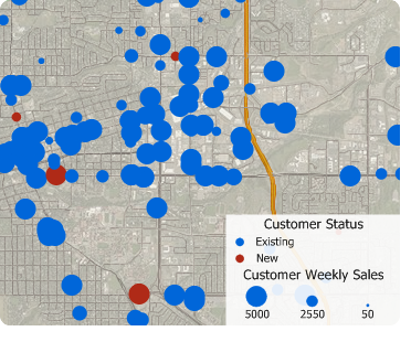 Maptitude map with points located with linked option