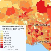 Map of ZIP Codes with income by age group
