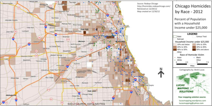 Maptitude Chicago Homicides and Household Income Map