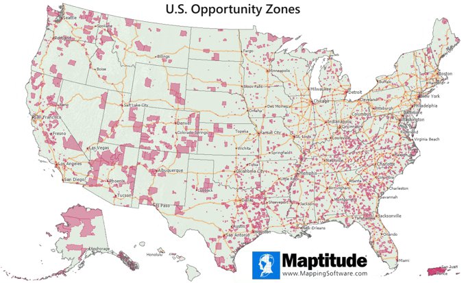 Maptitude map of U.S. Opportunity Zones