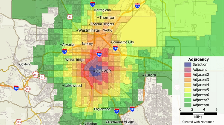 Public health mapping of adjacency